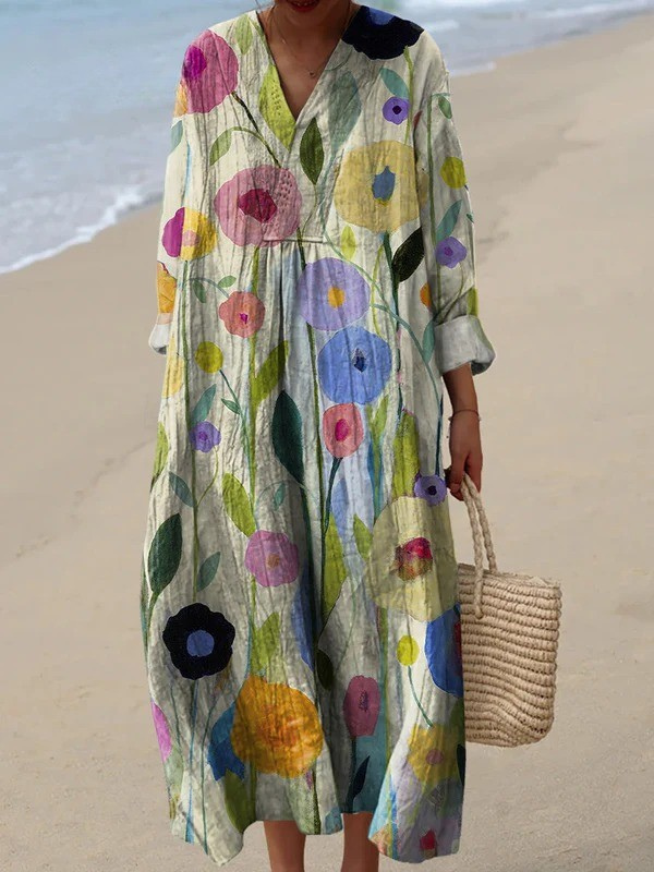 Oil Painting Spring Field Art Print Dress